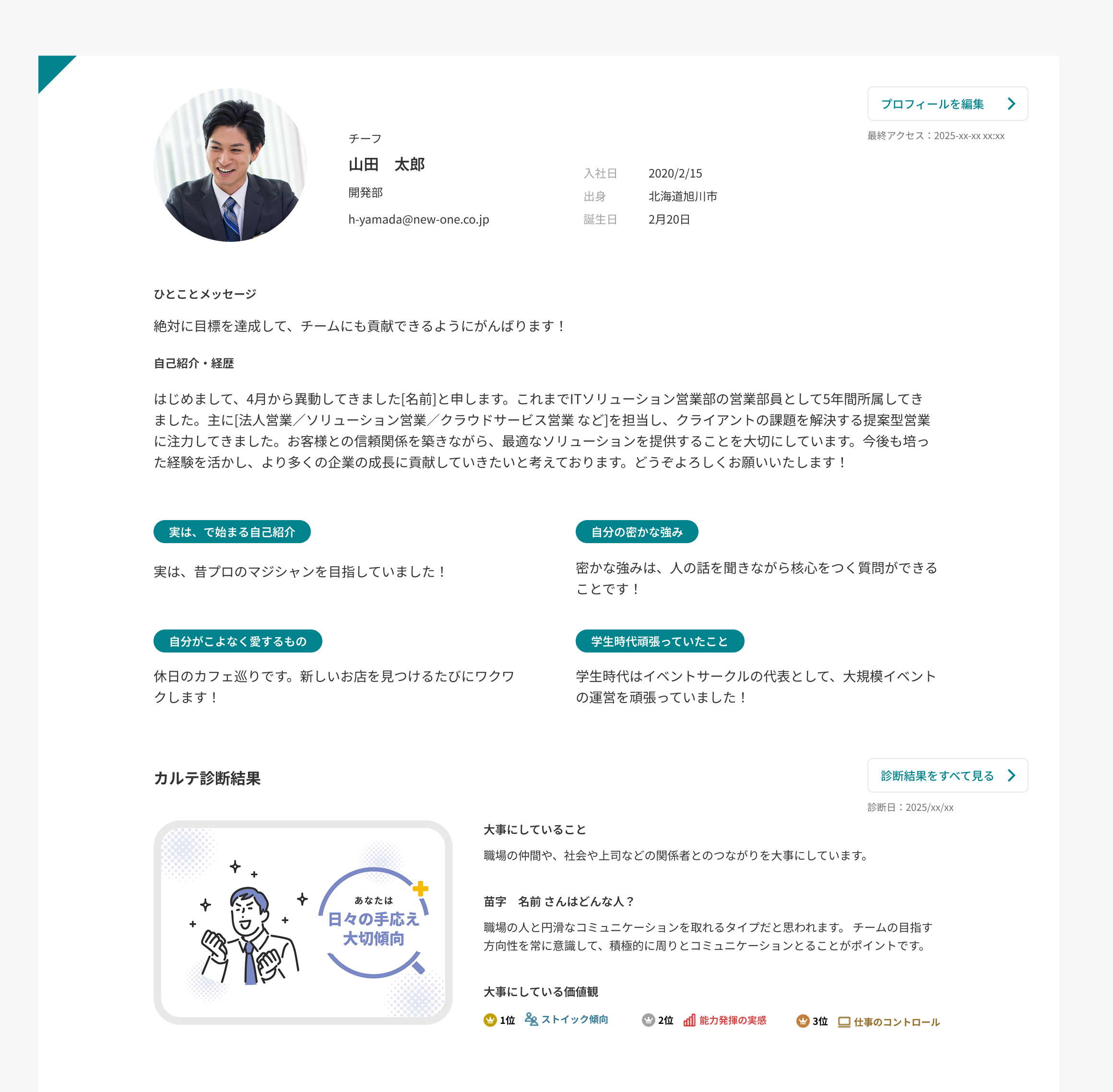 社内メンバーに公開・共有できる
メンバー個人ページを追加